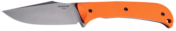 Hogue 35860 Extrak  3.30" Fixed Clip Point Plain Stone Tumbled CPM M4 Tool Steel Blade, Blaze Orange Textured G10 Scales Handle