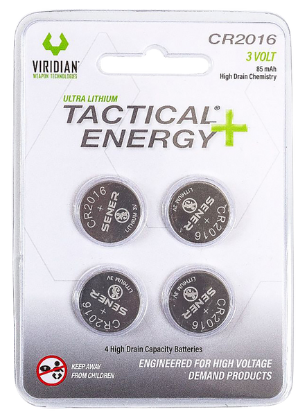 Viridian 3500013 CR2016 Lithium Battery Tactical Energy Silver 3.0 Volts 85 mAh (4) Single Pack