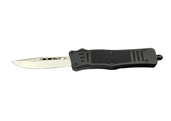 Steel River Knives MT616BULD2DP MT616 Ultralight Mini 2.75" OTF Drop Point Plain Polished D2 Steel Blade, 4.25" Black Aluminum Handle