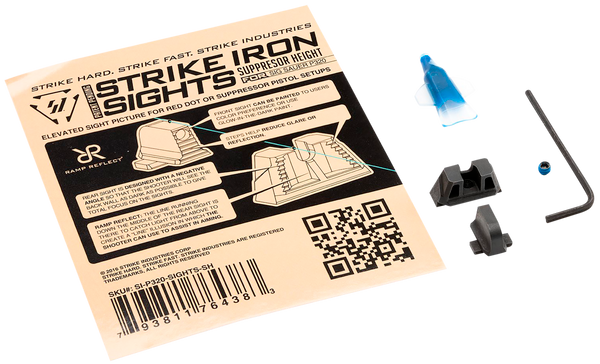Strike Industries P320SIGHTSSH Strike Iron Sights  Black/Blank Front Sight Black/Blank Rear Sight Sig Sauer P320 with Rear Dovetail Suppressor Height