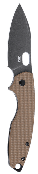 CRKT 5317B Pilar III 2.97" Folding Spear Point Plain Stonewashed D2 Steel Blade, Brown G10/SS Handle