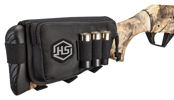 Hunters Specialties 01621 Buttstock Shell Holder  W/Pouch Holds 3 Rounds Black Polyester