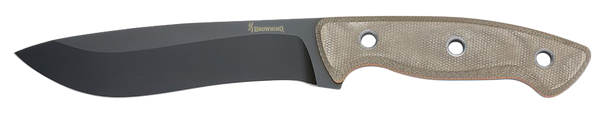 Browning 3220517B Desolation  Large 6" Fixed Drop Point Plain Black Powder Coated 440C SS Blade, Tan Micarta Laminate Handle