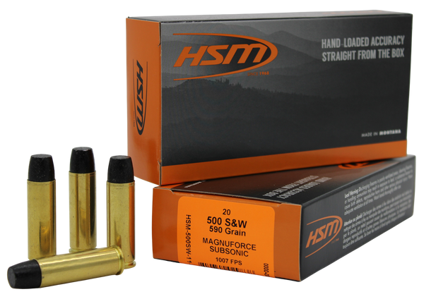 HSM 500SW11N   500S&WMag Subsonic 590gr Hard Cast Long Flat Nose 20 Per Box/25 Case