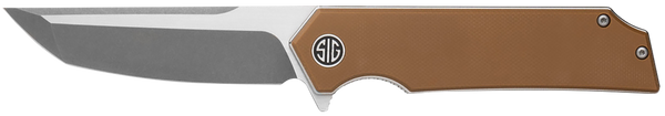 Sig Sauer Knives TS8SBRN Tsuru  3.30" Folding Tanto Plain Satin 154CM SS Blade, 4.20" Coyote Brown G10 Handle