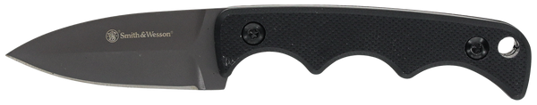 Smith & Wesson Knives 1193156 H.R.T. Neck Knife Fixed Spear Point/Plain Titanium Nitride Coated 8Cr13MoV SS Blade/Black G10 Handle Includes Sheath