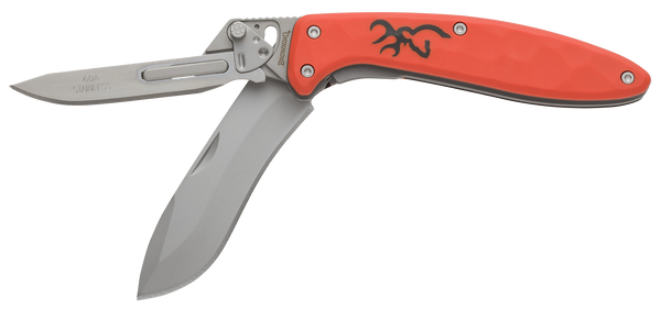 Browning 3220462 Primal Scalpel 2 2.75" Folding Drop Point/Scalpel Plain Blaze Orange 8Cr13MoV SS Blade, Blaze Orange Polymer w/Rubber Overmold Handle