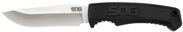 S.O.G SOGFK1001CP Field  4" Fixed Clip Point Plain Satin 7Cr17MoV SS Blade Black TPR Handle Includes Sheath