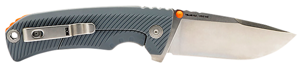S.O.G SOG14060243 Tellus FLK 3.65" Folding Clip Point Plain Stonewashed Cryo 440C SS Blade, Wolf Gray Textured GRN Handle, Blister Pack