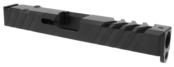 TacFire  Replacement Slide  9mm Luger Graphite Black Cerakote Stainless Steel with Optics Cut & Slide Ports for Glock 17 Gen3