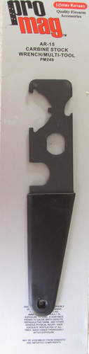 This heat treated steel wrench from ProMag performs a number of common tasks. This combination tool for the AR-15 includes the following functions: