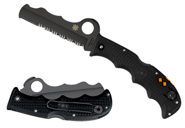 Spyderco C79PSBBK Assist Lightweight 3.69" Folding Part Serrated Black DLC VG-10 SS Blade/Black Textured FRN Handle Includes Glass Breaker/Pocket Clip