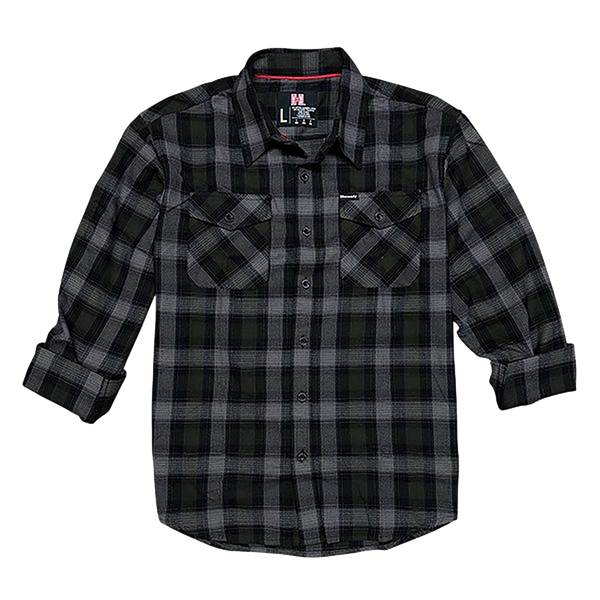 Hornady Gear 32215 Flannel Shirt  2XL Olive/Black/Gray,  Cotton/Polyester, Relaxed Fit Button Up