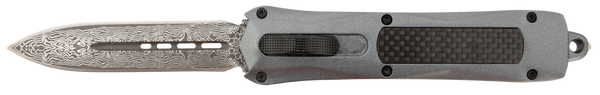 Steel River Knives A163BDD Spartan  3.50" OTF Dagger Plain Damascus 440C SS Blade/Gray w/Carbon Fiber Inlay Aluminum Zinc Alloy Handle