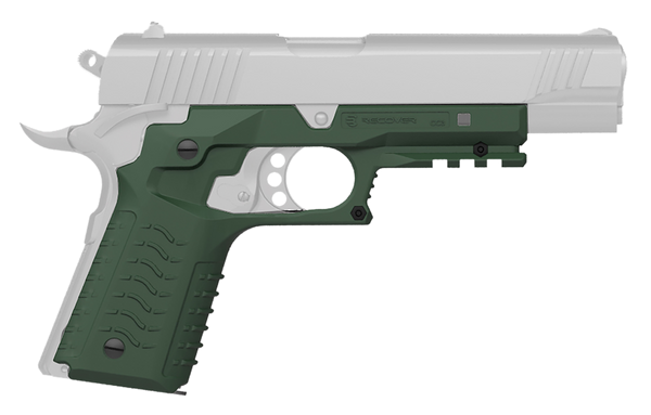 Recover Tactical CC3H03 Grip & Rail System  OD Green Polymer Picatinny for Standard Frame 1911