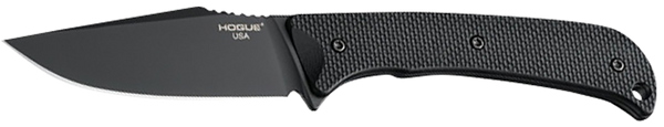 Hogue 35869 Extrak  3.30" Fixed Clip Point Plain Black Cerakote CPM M4 Tool Steel Blade, Black Textured G10 Scales Handle