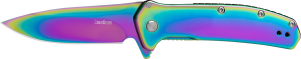 Kershaw 2044RBW Outcome  2.80" Folding Drop Point Plain Polished Rainbow PVD 8Cr13MoV SS Blade, Polished Rainbow PVD Stainless Steel Handle