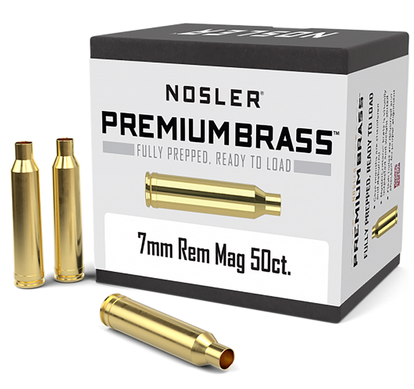 Nosler 10185 Premium Brass Unprimed Cases 7mmRemMag Rifle Brass 50/Box