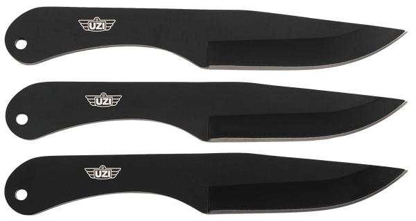 Uzi Accessories UZKTRW004 Throwing Knives IV Three, 8.25" Plain Black Stainless Steel