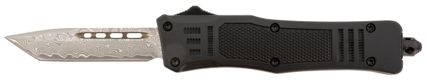 Steel River Knives MT616BRDAMT Spartan  Mini 2.75" OTF Tanto Plain Real Damascus/4.25" Black Aluminum Zinc Alloy Handle