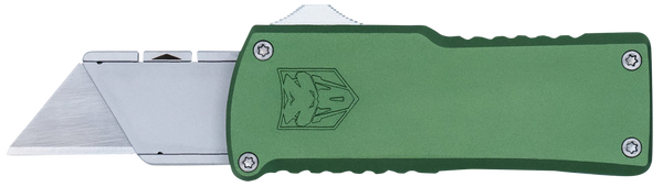 CobraTec Knives CTOTFUTODG Utility  OTF Plain Aluminum Blade, 3.38" OD Green Aluminum Handle