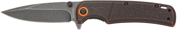 Browning 3220581B Buckmark  EDC Slim 3.13" Folding Drop Point Plain Black Stonewashed D2 Steel Blade, Bronze Stonewashed Polymer Handle, Box Packaging