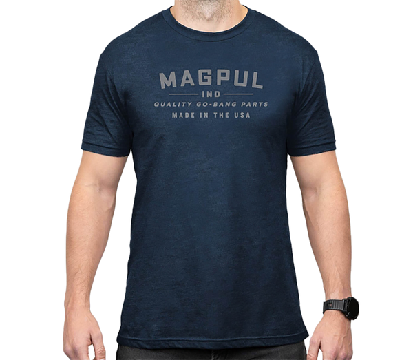 Magpul MAG1112-410-S Go Bang Parts  Navy Heather Cotton/Polyester Short Sleeve Small