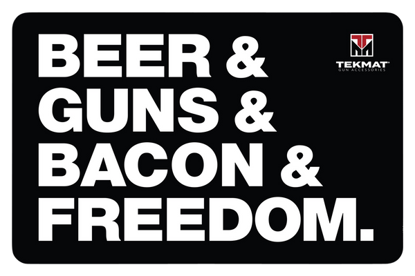 TekMat TEKR17BGBF  Cleaning Mat Black/White Rubber 11"x17" "Beer & Guns & Bacon & Freedom"