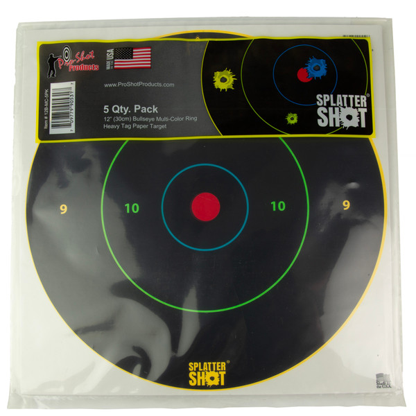 Splatter Shot Target 12" - Bullseye Multi-color 5pk