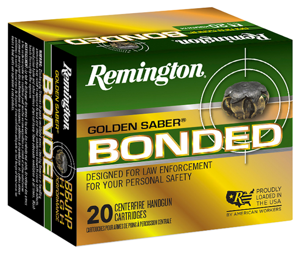 Remington Ammunition R21368 Golden Saber Bonded  10mmAuto 180gr Bonded Brass Jacketed Hollow Point 20 Per Box/25 Case