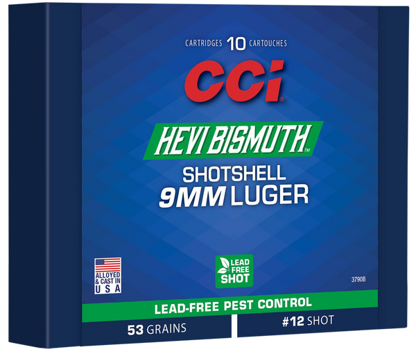 CCI 3790B Pest Control HEVI-Bismuth 9mmLuger 53gr 10 Per Box/20 Case