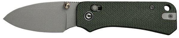 Civivi Knives C23074-3 Baby Banter 2 2.34" Folding Drop Point Plain Gray Stonewashed Nitro-V Steel Blade, Green Textured Canvas Micarta Handle
