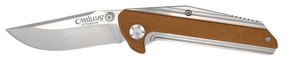 Camillus 19196 Sevens  2.75" Folding Plain Silver AUS-8 Carbonitride Titanium Blade, Desert Tan/SS G10/SS Handle