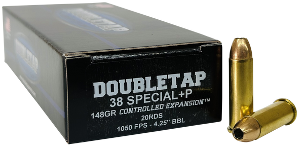 DoubleTap Ammunition 38SP148CE   38Special 148gr Controlled Expansion JHP 20 Per Box/50 Case