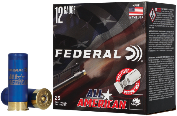 Federal FAA12H8 All-American  12Gauge 2.75" 1 1/8oz 8Shot 25 Per Box/10 Case
