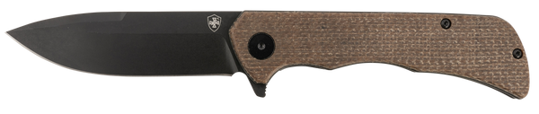 Templar Knife PFMBN321 Paladin  3.27" Folding Drop Point Plain Black Powder Coated D2 Steel Blade, 4.40" Brown Micarta Handle