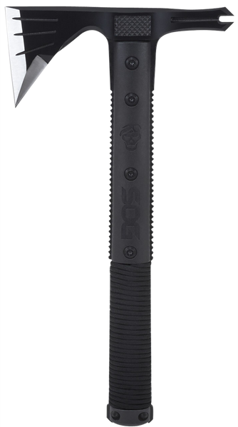 S.O.G SOGSK1001CP Survival Hawk 3" Blade 2Cr13MoV SS Blade Black w/Reflective Paracord GRN Handle 12.10" Long Tomahawk