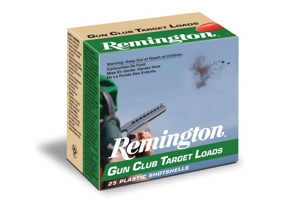 Remington Gun Club Target Loads 12 gauge, 2 3/4" shell loaded with #9 shot, 25 rounds per box, manufactured by Remington.