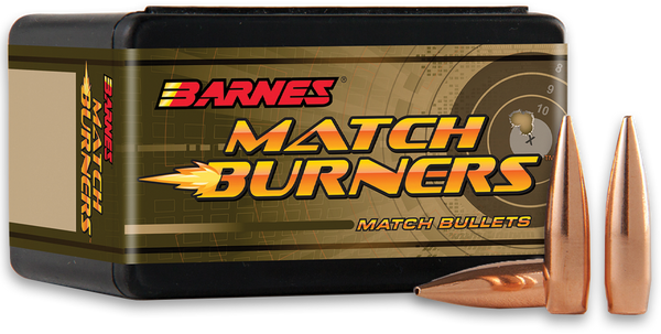 Barnes Bullets 32050 Match Burners  22Cal 77gr Match Burners Boat Tail 100 Per Box/10 Case