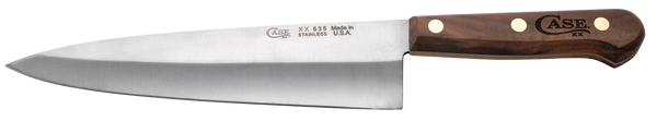 Case 07316 Chef's  8" Fixed Plain Mirror Polished Tru-Sharp SS Blade, Walnut Handle