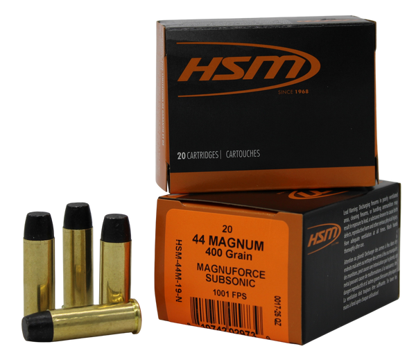 Hsm Subsonic 44 Rem Mag 400gr - Hard Cast Lead Fn 20rd 20bx/cs