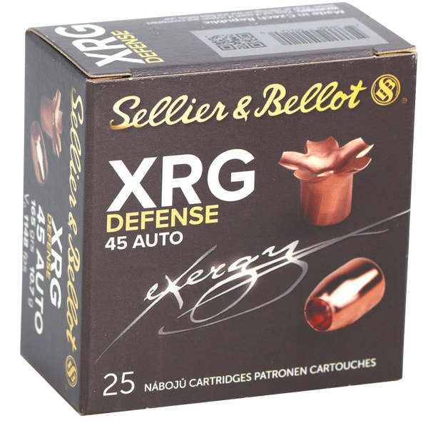 Sellier & Bellot SB45XA XRG Defense 45ACP 165gr Solid Copper Hollow Point 25 Per Box/40 Case