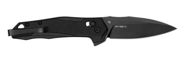 Kershaw 2041 Monitor  Mid-Size 3" Folding Spear Point Plain Black Oxide D2 Steel Blade, Black Textured Glass Filled Nylon Handle, Includes Pocket Clip