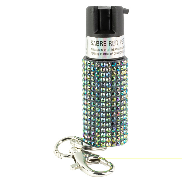 Sabre Jeweled Pepper Spray W/ - Snap Clip/twist Lock Black