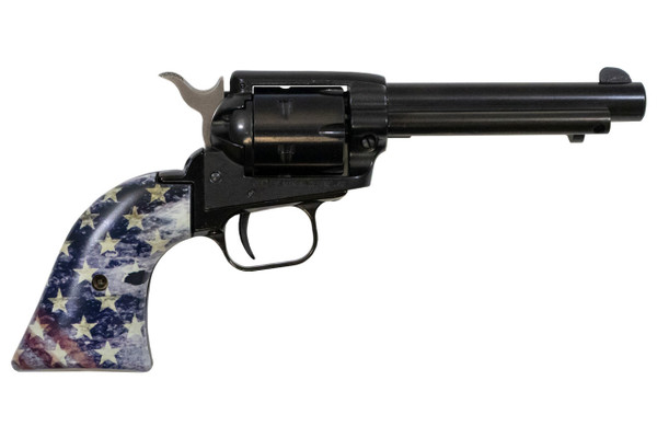 This is a Heritage Rough Rider Revolver chambered in .22 lr, with U.S.A. Flag grips.