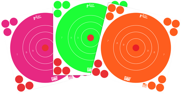 Pro-Shot 8BFL6COMBO SplatterShot  8" Bullseye Self-Adhesive Orange/Pink/Green 6 Pack