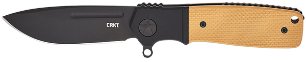 CRKT K245BKP Homefront Compact 2.91" Folding Plain Black DLC S35VN SS Blade, Black/Tan G10 Handle