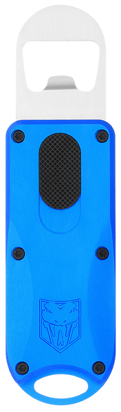 Cobratec OTF Bottle Opener - Blue 4.62" OAL W/lanyard Loop