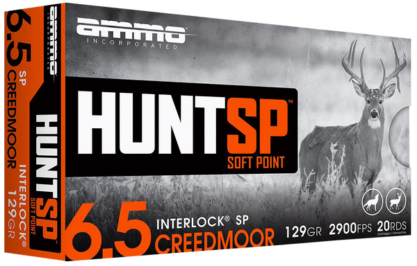 Ammo Inc 65CM129SPA20 Hunt  6.5Creedmoor 129gr Soft Point 20 Per Box/10 Case