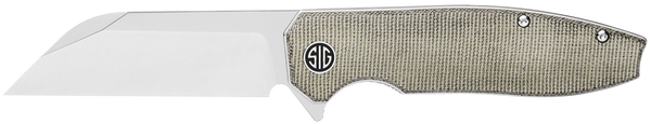 Sig Sauer Knives KA7SG Karak  3.25" Folding Wharncliffe Plain Black PVD Nitro-V Blade, 4" Green Canvas Micarta Handle